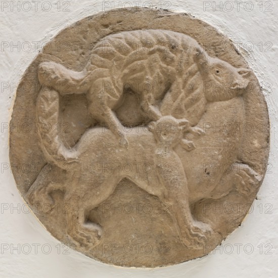 Roundel with Fox Attacking a Sheep, between 12th and 13th century. Creator: Unknown.