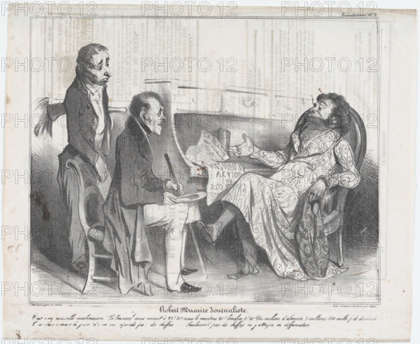 Plate 3: Robert Macaire Journaliste. 1836.  Creator: Honore Daumier.