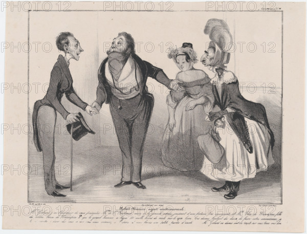 Plate 16: Robert Macaire agent matrimonial, 1838. Creator: Honore Daumier.