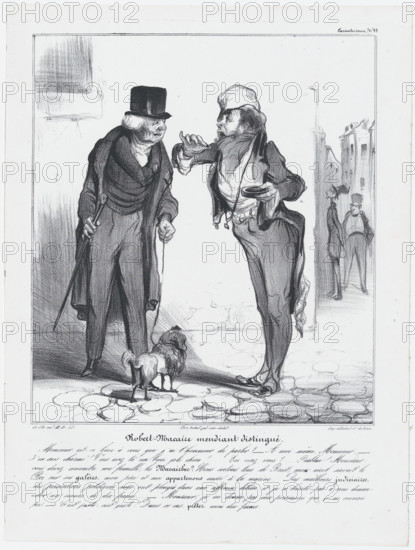 Plate 25: Robert Macaire mendiant distinguée, 1838. Creator: Honore Daumier.