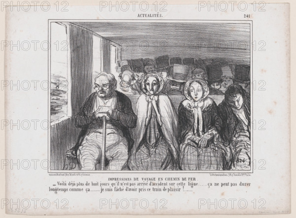 Impressions de Voyage en Chemin de Fer, from Actualités, published in Le Chari..., November 9, 1855. Creator: Honore Daumier.