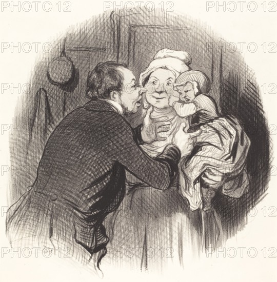 La Visite a la nourrice, 1845. Creator: Honore Daumier.