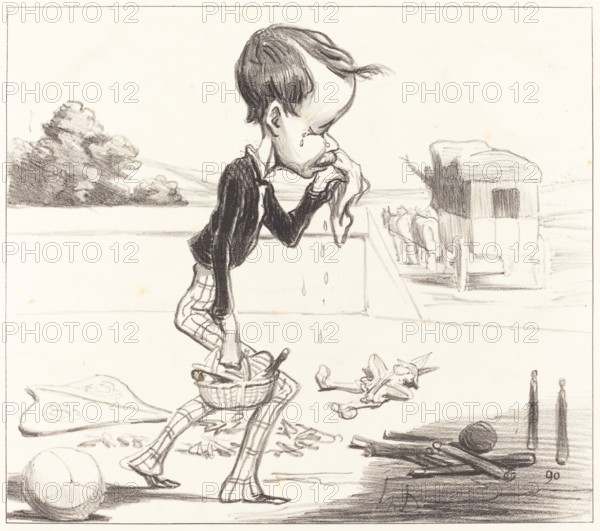 Le jeune Estancelin est obligé de rentrer en classe!, 1849. Creator: Honore Daumier.