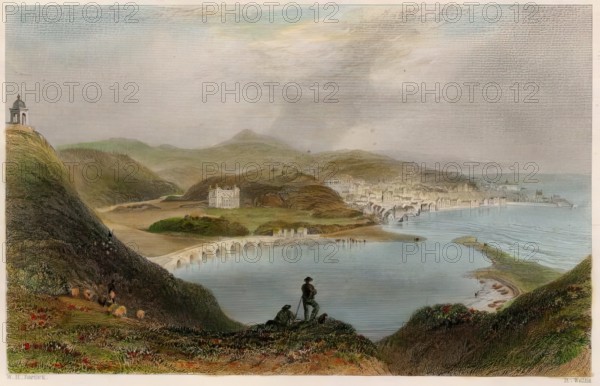 Banff, (View from East Bank of River), c1840. Creator: William Henry Bartlett.