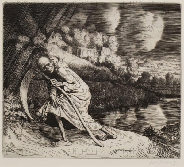 Wi' Girning O' His Chaps, 1888. Creator: William Strang.