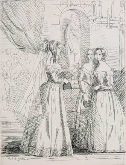 Leonore, Arabella and Rosa, 1841. Creator: Queen Victoria.
