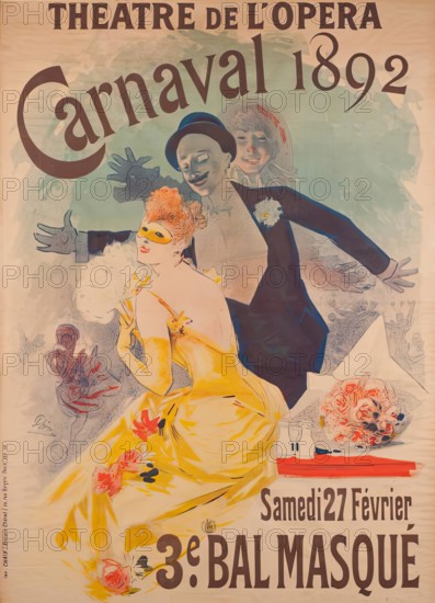 Theatre De L'opera "Carnival 1892 Samedi 27 Fevrier 3e Bal Masque, 1892. Creator: Jules Cheret.