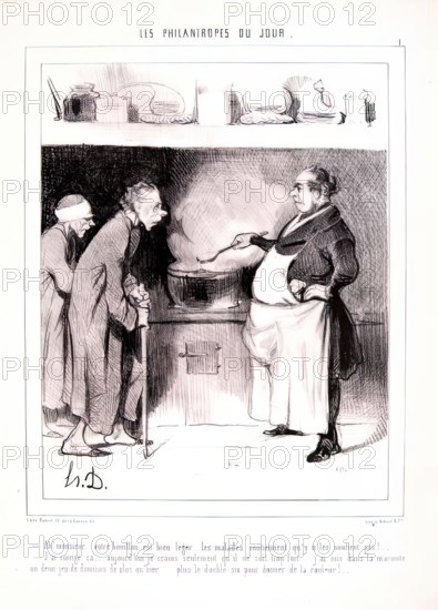 Ah! Monsieur...votre bouillon est bien léger..., 1844. Creator: Honore Daumier.