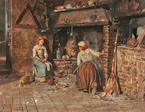 Interior of an Italian Cottage. Creator: Rubens Santoro.