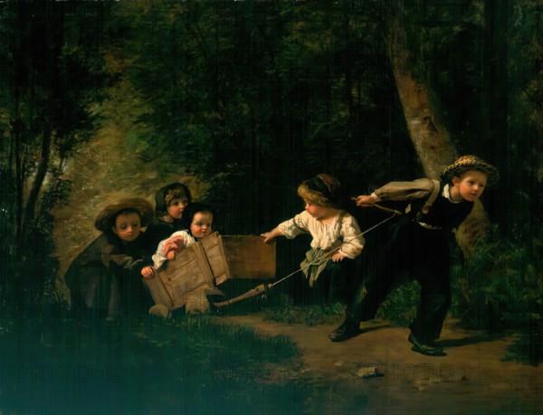 Playing at Horses, 1861. Creator: Pierre Edouard Frere.