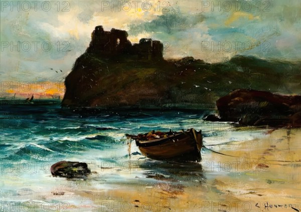 Seascape with Castle, c1870-1900. Creator: Colin Hunter.