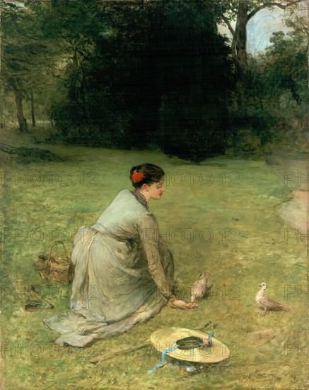 Feeding Pigeons, 1901. Creator: William Quiller Orchardson.