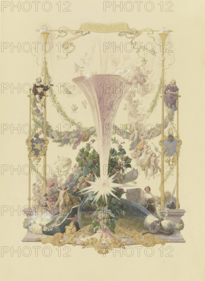 The four main drinks: Champagne, 1853. Creator: Adolf Schroedter.