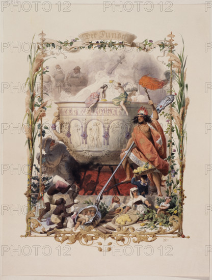 The four main drinks: Punch, 1853. Creator: Adolf Schroedter.