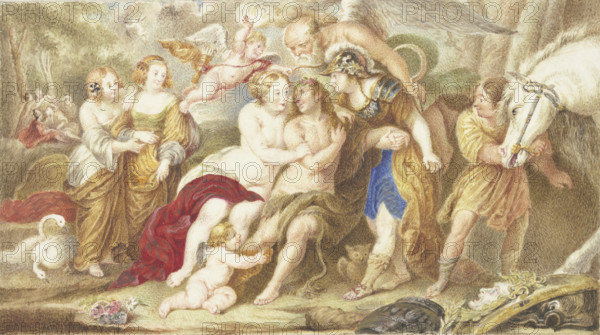 Hercules at the crossroads. Creator: Arnold Houbraken.