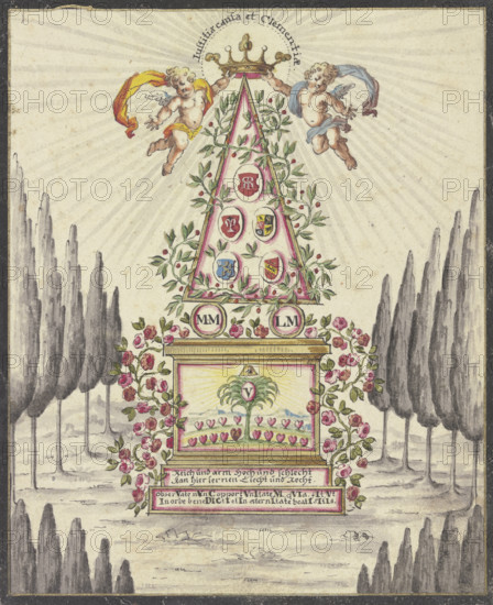 Allegorical representation, pyramid with an altar. Creator: Johann Esaias Nilson.