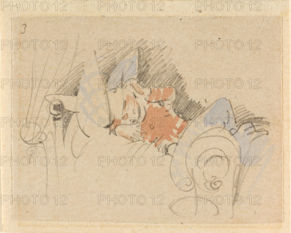 The disturbed but happily regained night's rest, (The Flea); 3, 1862. Creator: Wilhelm Busch.
