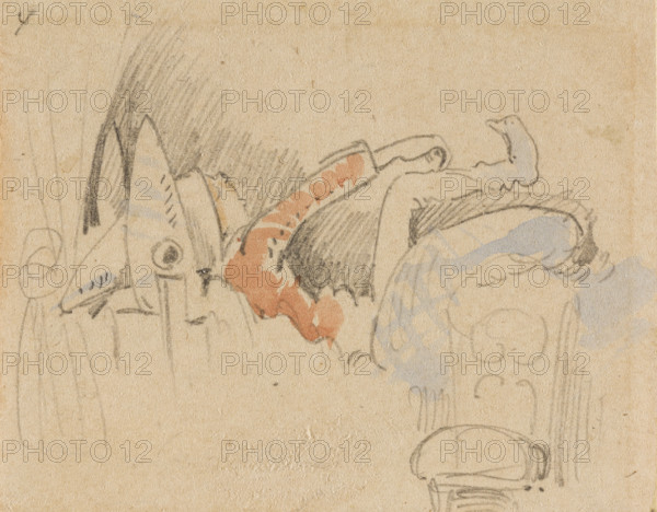 The disturbed but happily regained night's rest, (The Flea); 4, 1862. Creator: Wilhelm Busch.