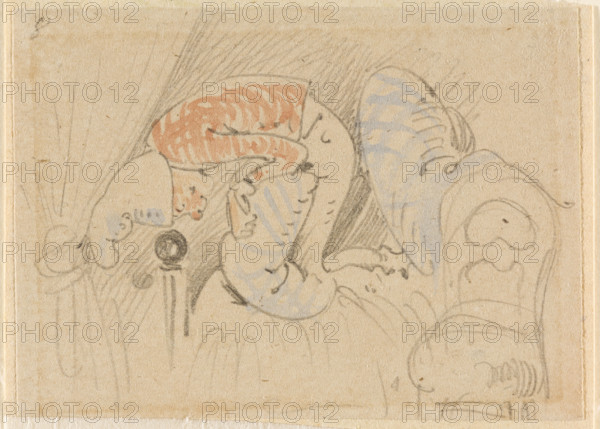 The disturbed but happily regained night's rest, (The Flea); 8, 1862. Creator: Wilhelm Busch.