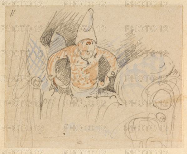 The disturbed but happily regained night's rest, (The Flea); 11, 1862. Creator: Wilhelm Busch.