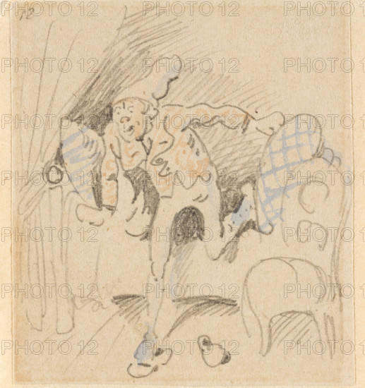 The disturbed but happily regained night's rest, (The Flea); 12, 1862. Creator: Wilhelm Busch.