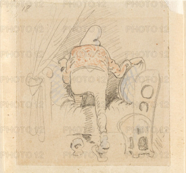 The disturbed but happily regained night's rest, (The Flea); 18, 1862. Creator: Wilhelm Busch.