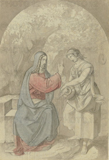 Christ and the Samaritan woman at the well. Creator: Ferdinand Fellner.