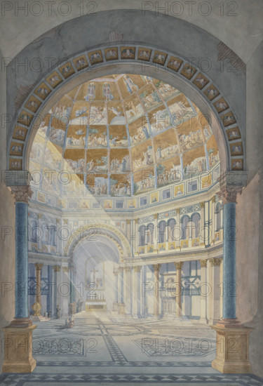 The interior of the Baptistery of St. John in Florence, 1832. Creator: Eugen Friedrich Peipers.