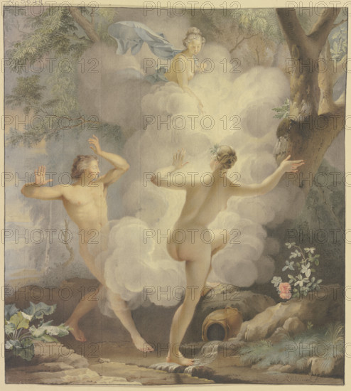 Alpheios pursues Arethusa, who is rescued by Diana, 1742. Creator: Arnout Rentinck.