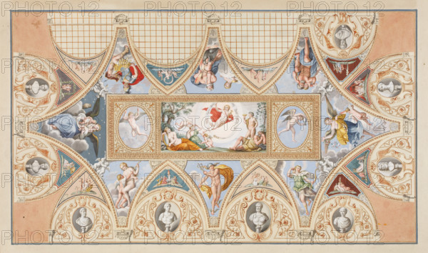 The ceiling painting by Francesco Albani in the Palazzo Verospi in Rome, c1617. Creator: Francesco Pannini.