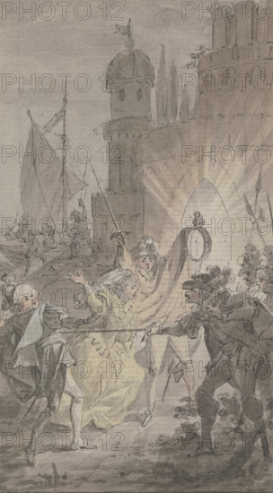 Marquis Ferdinand Mazzini stabs Count Hippolitus de Vereza, his daughter Julie's lover.., c1790-1792 Creator: Christian Sambach.