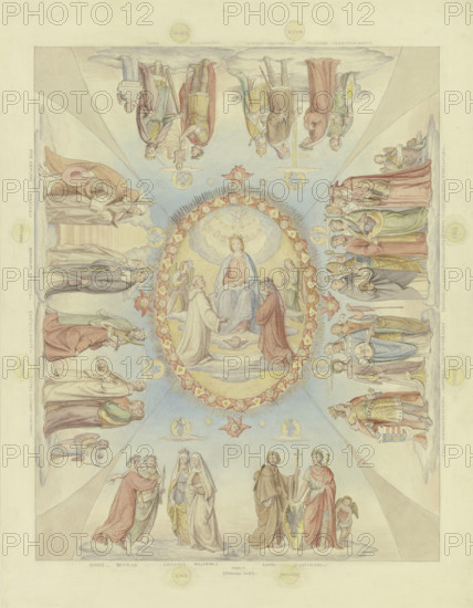 Dante's Paradise for the ceiling painting in the first hall of the Villa Massimo in Rome. Creator: Philipp Veit.