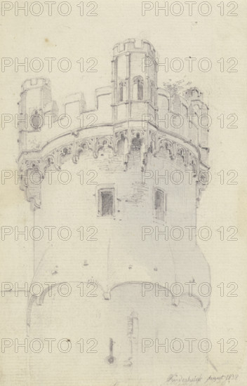 Eagle Tower in Rudesheim, 1838. Creator: Carl Theodor Reiffenstein.