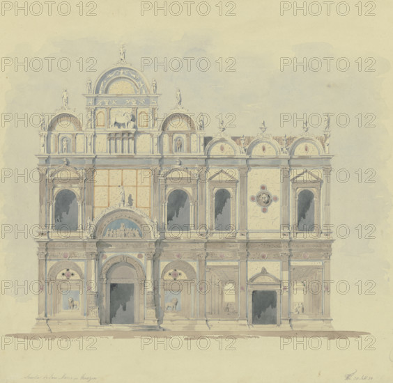 Facade of the Scuola Grande di San Marco in Venice, 1850. Creator: Friedrich Wilhelm Ludwig.