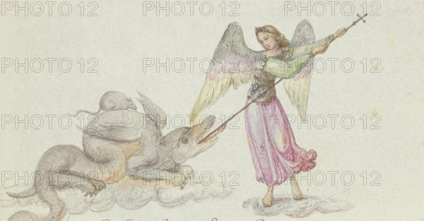 Archangel Michael fights the dragon. Creator: Unknown.