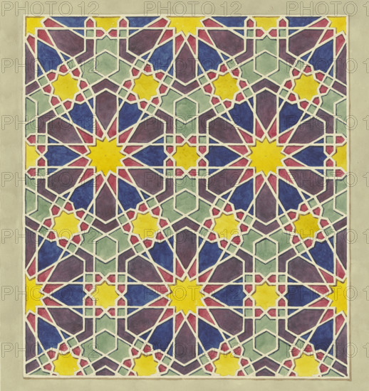 Painted wooden paneling from a mosque in Cairo, 1829-1830. Creator: Friedrich Maximilian Hessemer.