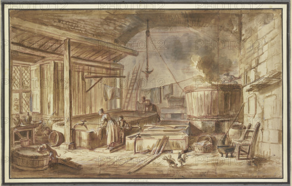 The interior of a laundry. Creator: Jean-Baptiste Lallemand.