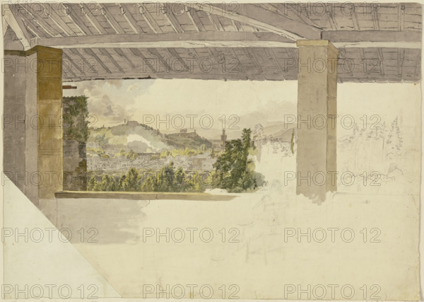 View of Florence from a loggia outside the Porta Ramona, 1829. Creator: Johann Nepomuk Rauch.