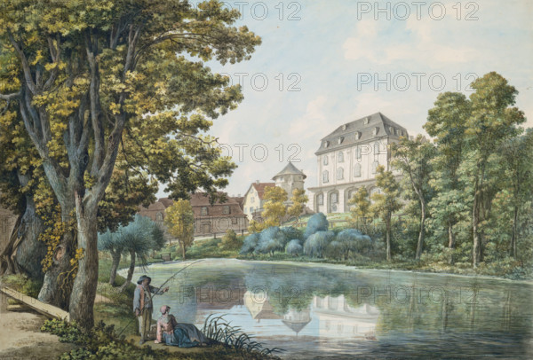 The kitchen pond and the library in Weimar, c1801. Creator: Georg Melchior Kraus.
