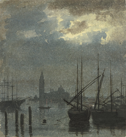 View across the Bacino di San Marco towards San Giorgio Maggiore, c1851. Creator: Carl Theodor Reiffenstein.