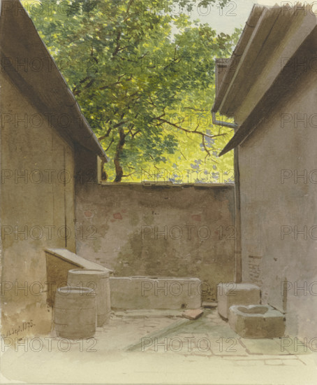 Back yard, 1875. Creator: Carl Theodor Reiffenstein.