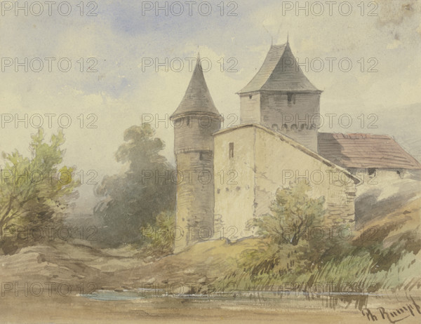 Group of buildings with a round tower, c1840-1890s. Creator: Philipp Rumpf.