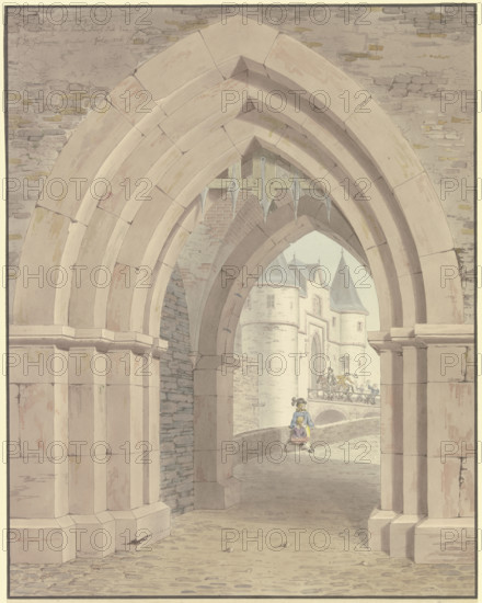 Friedberg, view of the castle through the lake gate, 1826. Creator: Friedrich Maximilian Hessemer.