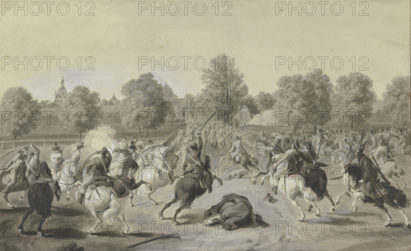 Attack of the French cavalry on The city of Frankfurt am Main in April 1797. Creator: Anton Radl.