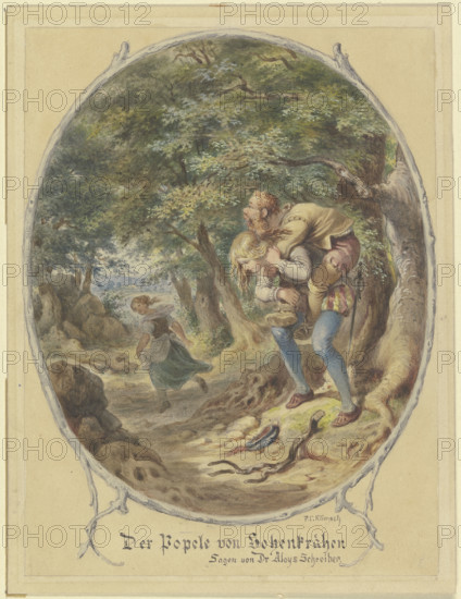 The Bogeyman of Hohenkrähen, Legends of Dr Aloys Schreiber, mid-late 19th century.  Creator: Ferdinand Karl Klimsch.