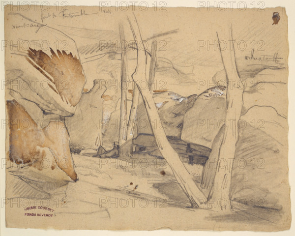 In the forest of Fontainebleau, 1844. Creators: Gustave Courbet, Jean Baptiste Eugene Cesar Reverdy.