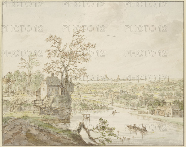 River area, the sea with a city in the distance. Creator: Cornelis Verdonck.