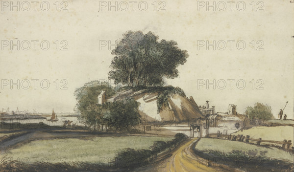 Farmhouse under trees by a river. Creator: Philip Koninck.