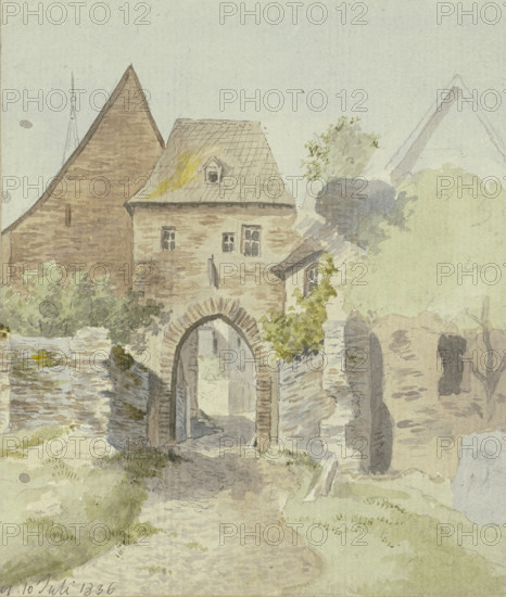The castle gate in Kronberg im Taunus, 1836. Creator: Carl Theodor Reiffenstein.