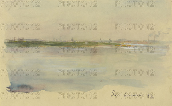City at the riverside, 1899. Creator: Gustav Schraegle.